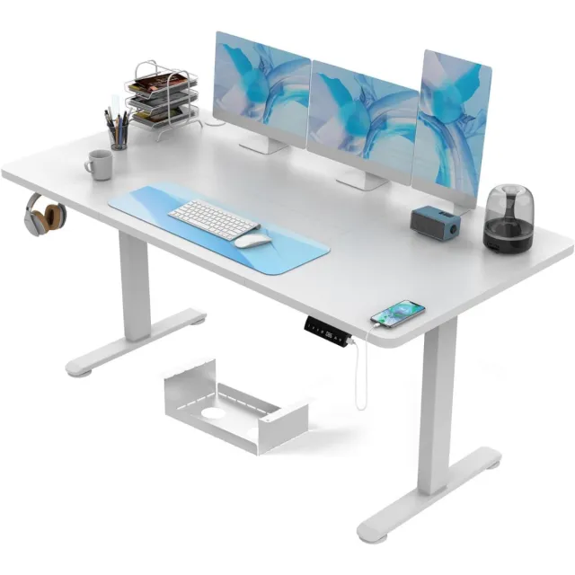 DailySupplies® Zit Sta Bureau Elektrisch - Verstelbaar Hoekbureau - Game Bureau -Wit
