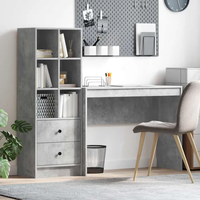 vidaXL Bureau Beton Grijs 145,5 x 40 x 127 cm 2 st