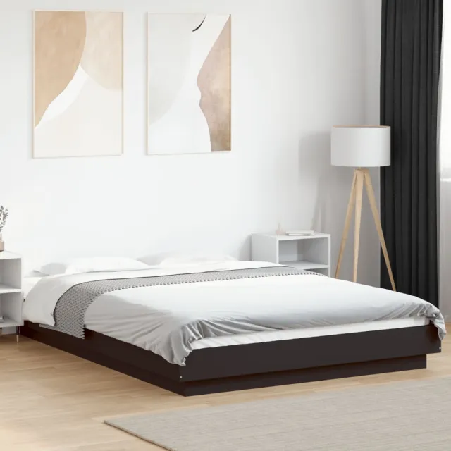 vidaXL Bedframe met LED-verlichting bruin eikenkleurig 120x190 cm Zwart