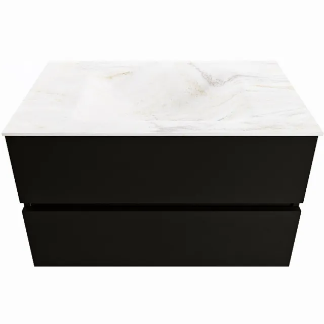 Mondiaz VICA-DLUX 80cm badmeubel onderkast Urban 2 lades. Inbouw wastafel CLOUD midden 1 kraangat, kleur Ostra.