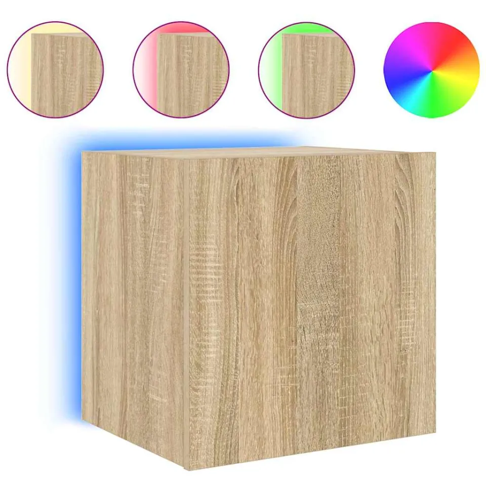 vidaXL Tv-wandmeubel met LED-verlichting 40,5x35x40 cm sonoma eiken Bruin
