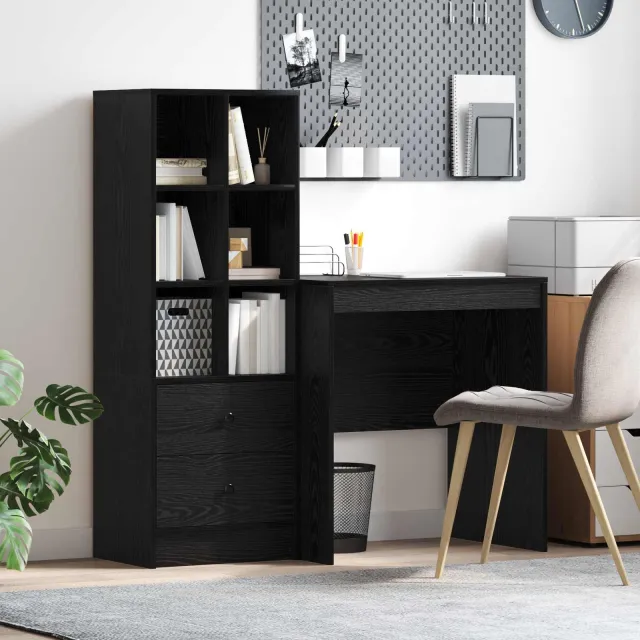 vidaXL Bureau Zwart Eiken 115,5 x 50 x 127 cm 2 st, foto 2