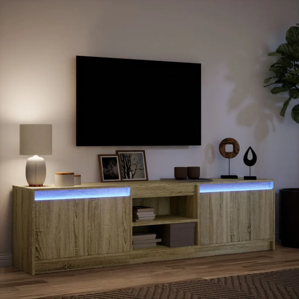 vidaXL Tv-meubel met LED 180x34x50 cm bewerkt hout sonoma eikenkleurig, foto 4
