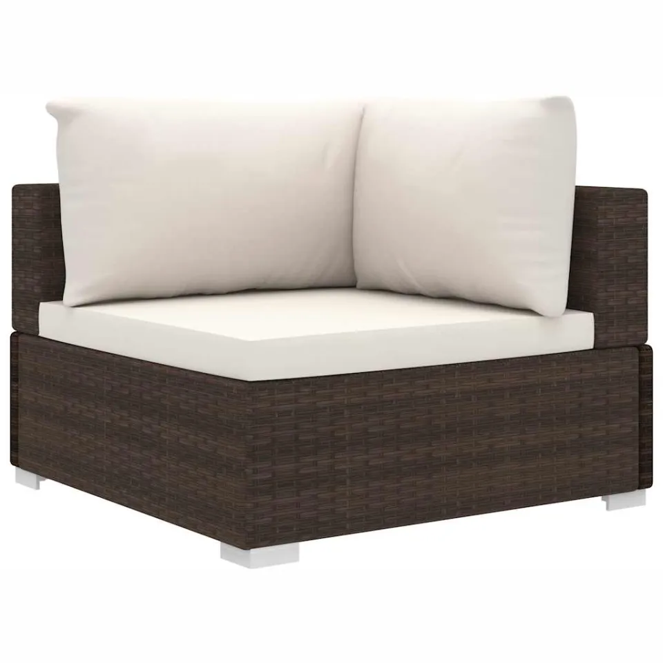 vidaXL 10-delige Loungeset met kussens poly rattan bruin