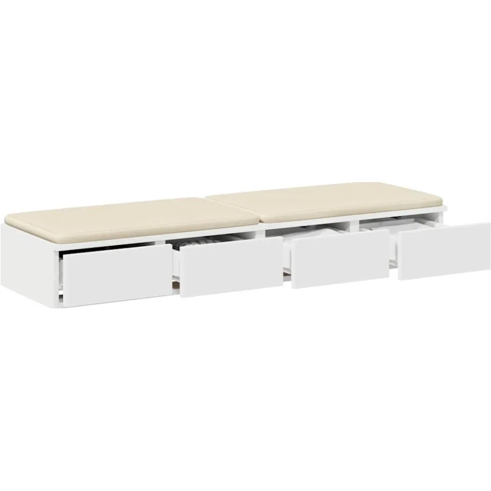vidaXL Bedlades Wit 120 x 36,5 x 16,5 cm Bewerkt hout