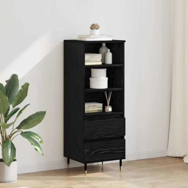 vidaXL Highboard Zwart Eiken 40 x 36 x 110 cm Bewerkt hout, foto 2