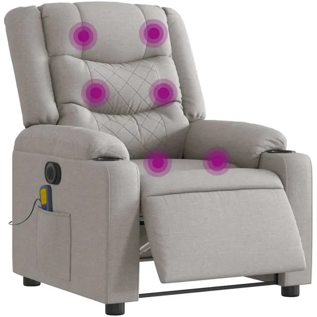 vidaXL Massagestoel - elektrisch - verstelbaar - stof - wolk - grijs wolk grijs