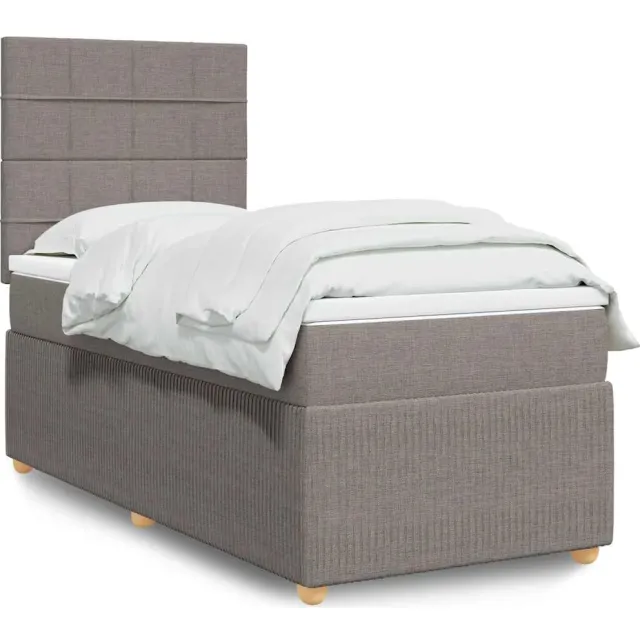 vidaXL Boxspring met matras stof taupe 80x200 cm