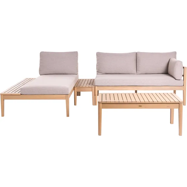 Beliani TALLA - Loungeset 3-zits - Lichtbruin - Acaciahout