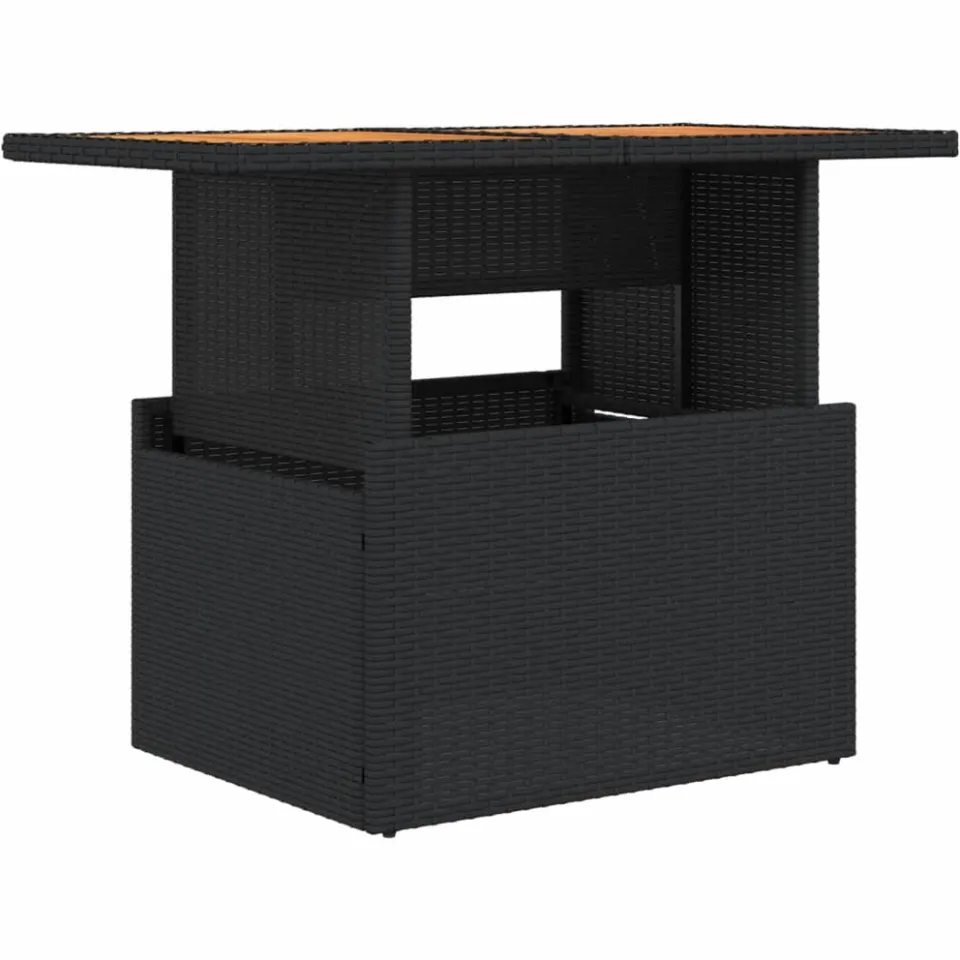 vidaXL Tuintafel 100x55x73 cm poly rattan en acaciahout zwart