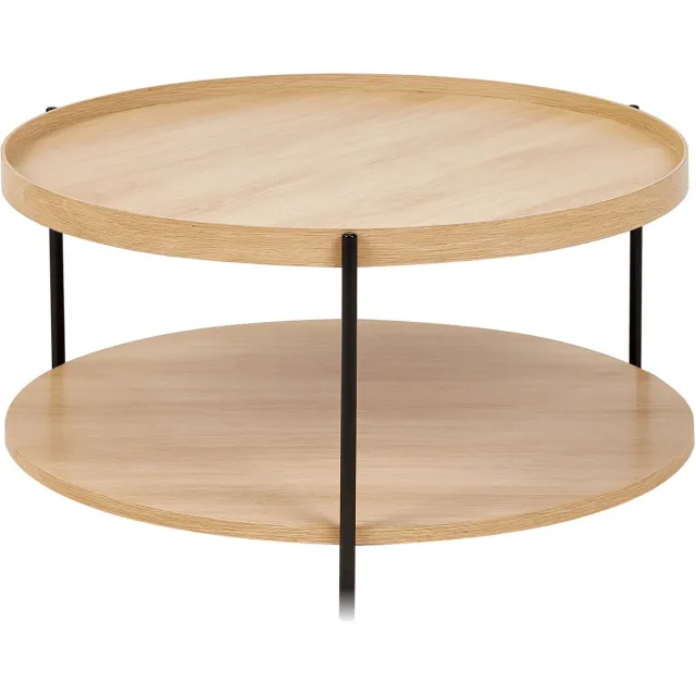 Beliani LANDER - Salontafel - Lichtbruin/Zwart - Hout