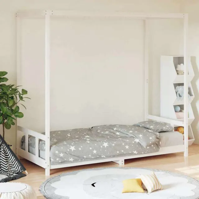 vidaXL Kinderbedframe 90x200 cm massief grenenhout wit, foto 2
