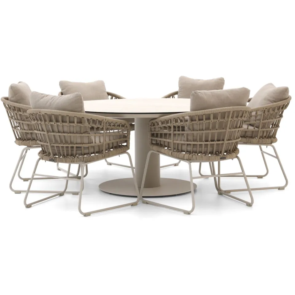 Intenso Furniture Intenso Trofarello/La Fonte ø150cm dining tuinset 7-delig bruin, foto 3