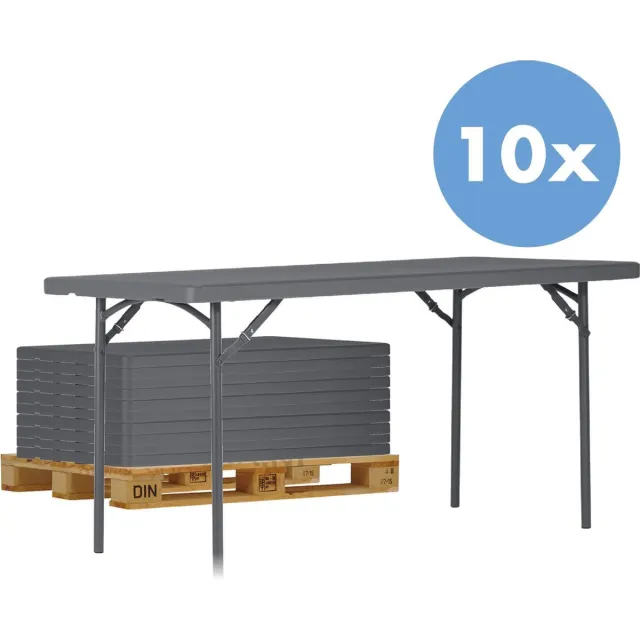 ZOWN Actiepakket | 10 klaptafel New Classic | grijs | opvouwbaar | 152 x 76 cm zwart