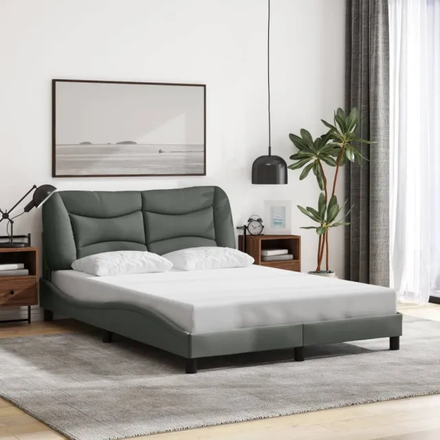 vidaXL Bedframe met LED zonder matras "Hvar" 120x200 cm stof donkergrijs