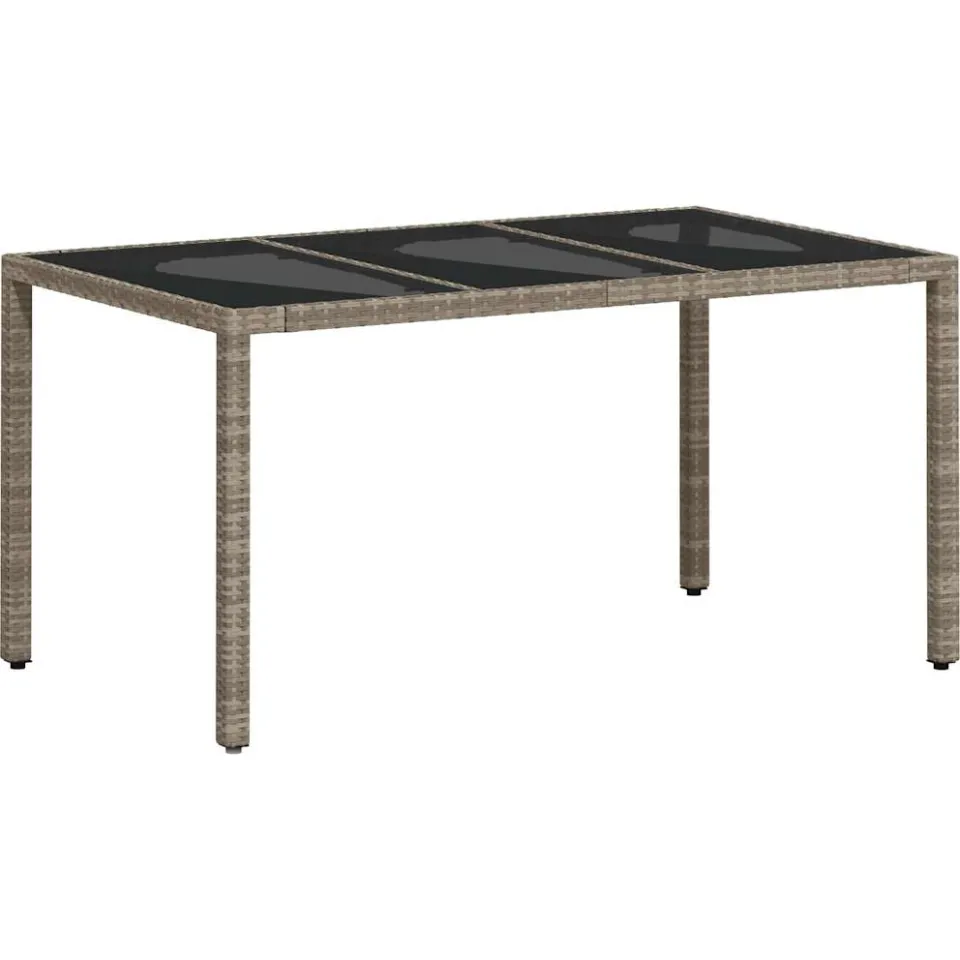 vidaXL 5-delige Tuinset met kussens poly rattan en glas lichtgrijs grijs, foto 4