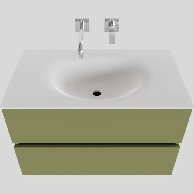 Boss & Wessing Badkamermeubel Solid Surface BWS Stockholm 80x46 cm Mat Groen (zonder kraangat)