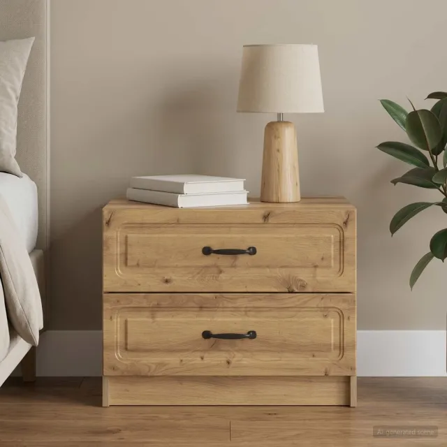 vidaXL Nachtkastje Artisanaal eiken 62 x 34,5 x 44,5 cm Bewerkt hout, foto 2