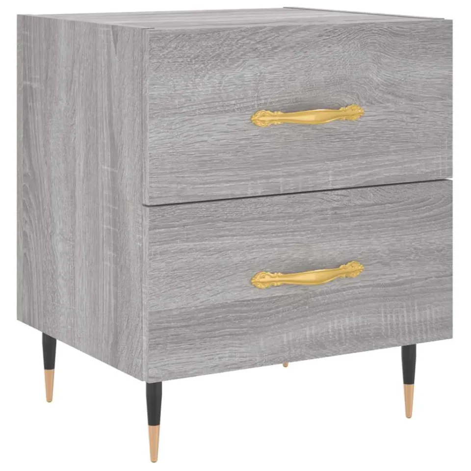 vidaXL Nachtkastje 40x35x47,5 cm bewerkt hout grijs sonoma eikenkleur, foto 3