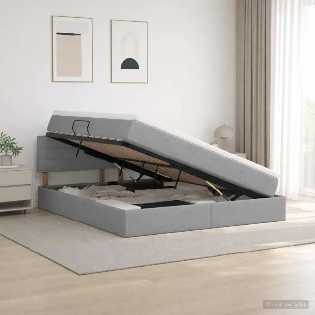vidaXL Opbergbed met matras Lichtgrijs 160 x 200 cm fluweel