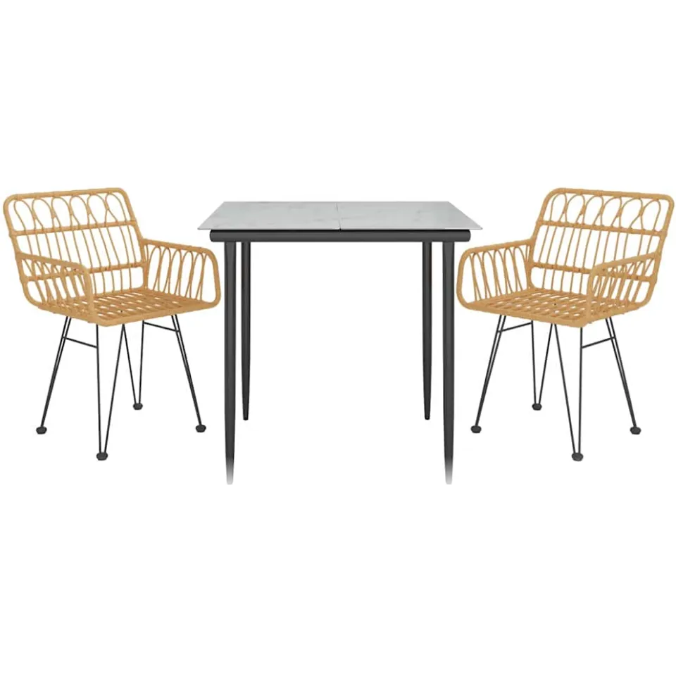 vidaXL 3-delige Tuinset poly rattan bruin