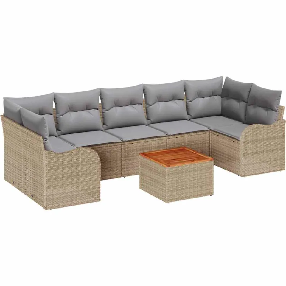 vidaXL Tuinbankenset 8 st Beige poly rattan