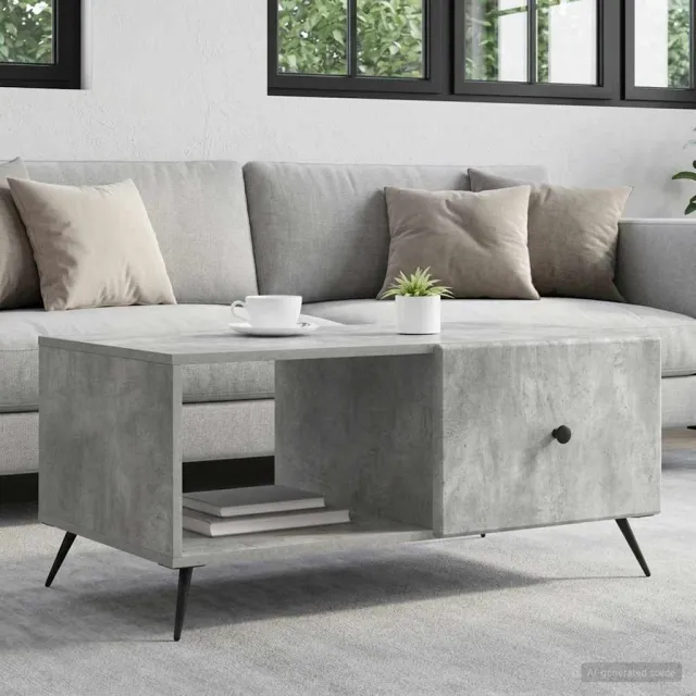 vidaXL Salontafel Betongrijs 90 x 50 x 40 cm Bewerkt hout grijs, foto 2