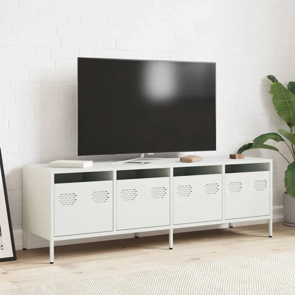 vidaXL Tv-meubel 135x39x43,5 cm koudgewalst staal wit, foto 2