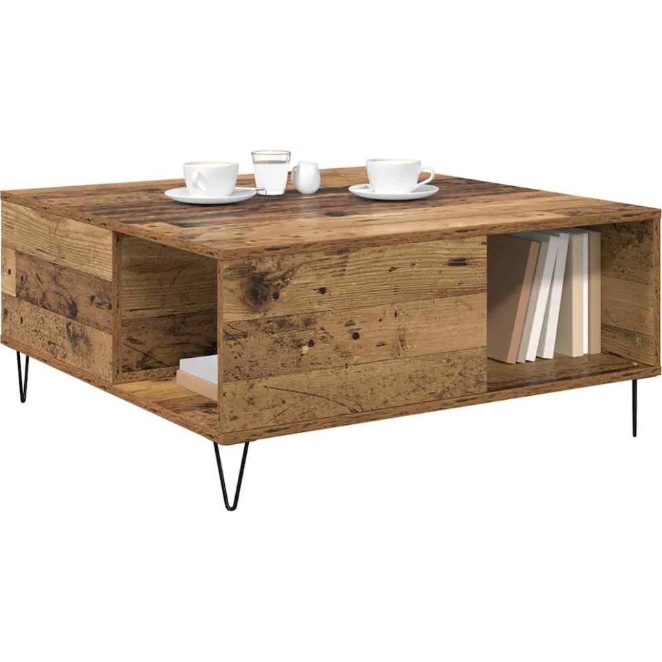 vidaXL Salontafel Oud Hout 80 x 80 x 36,5 cm Bewerkt hout bruin, foto 3