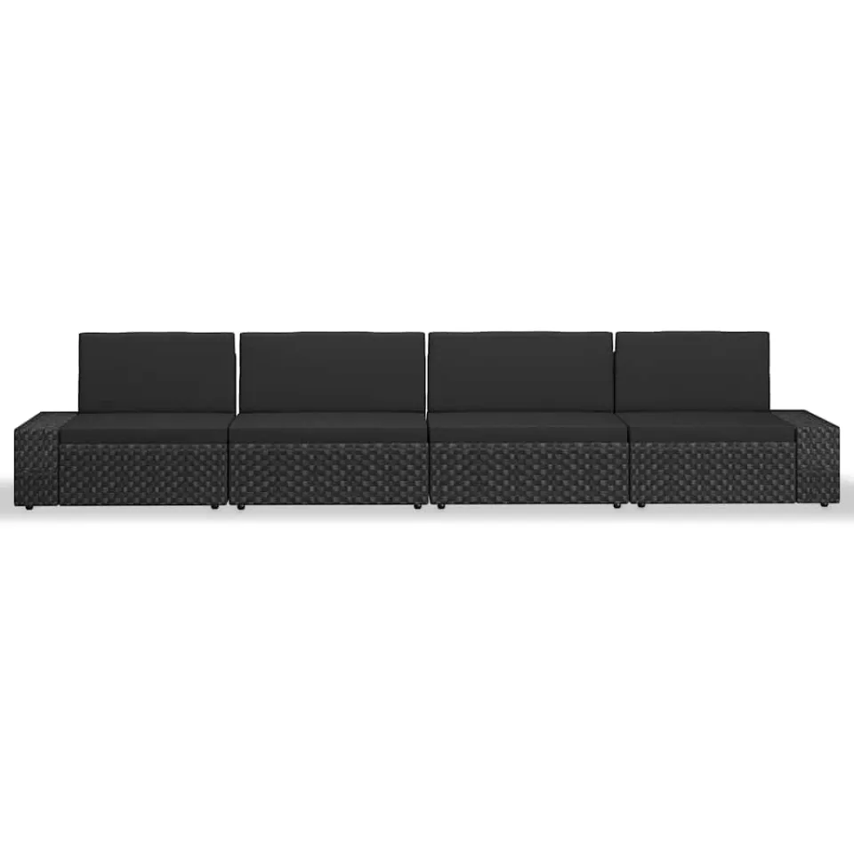 vidaXL 4-delige Loungeset poly rattan zwart, foto 3