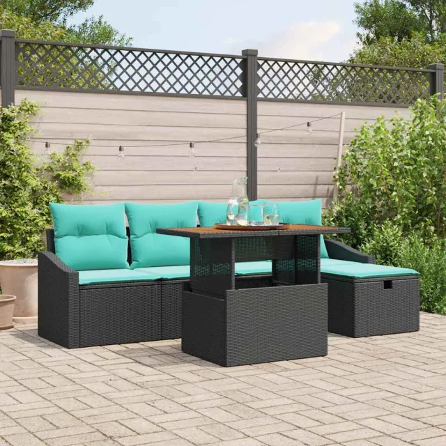 vidaXL Tuinbankenset 6 st Zwart poly rattan, foto 2