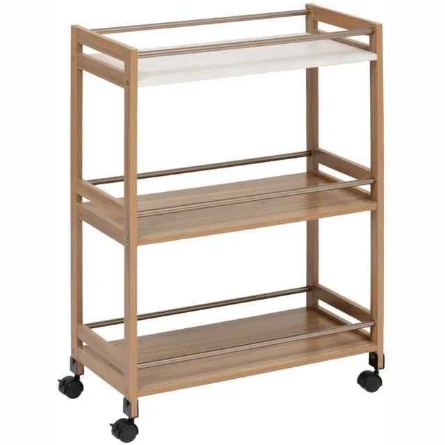 5 Five Simply Smart Serviettafel met 3 planken in marmerlook COME Marron