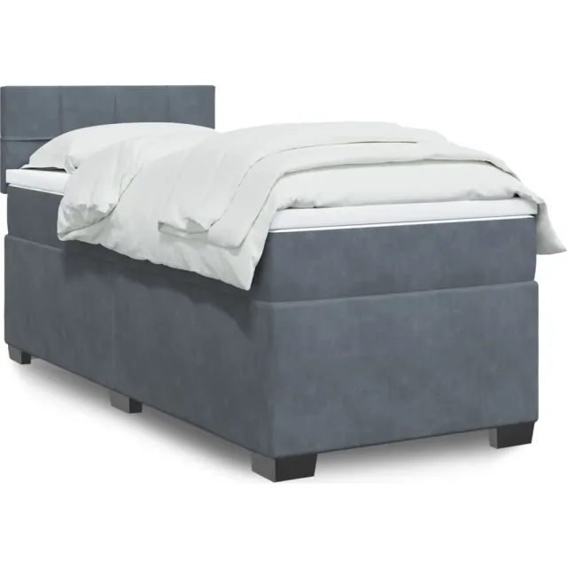 vidaXL Boxspring met matras fluweel donkergrijs 90x190 cm