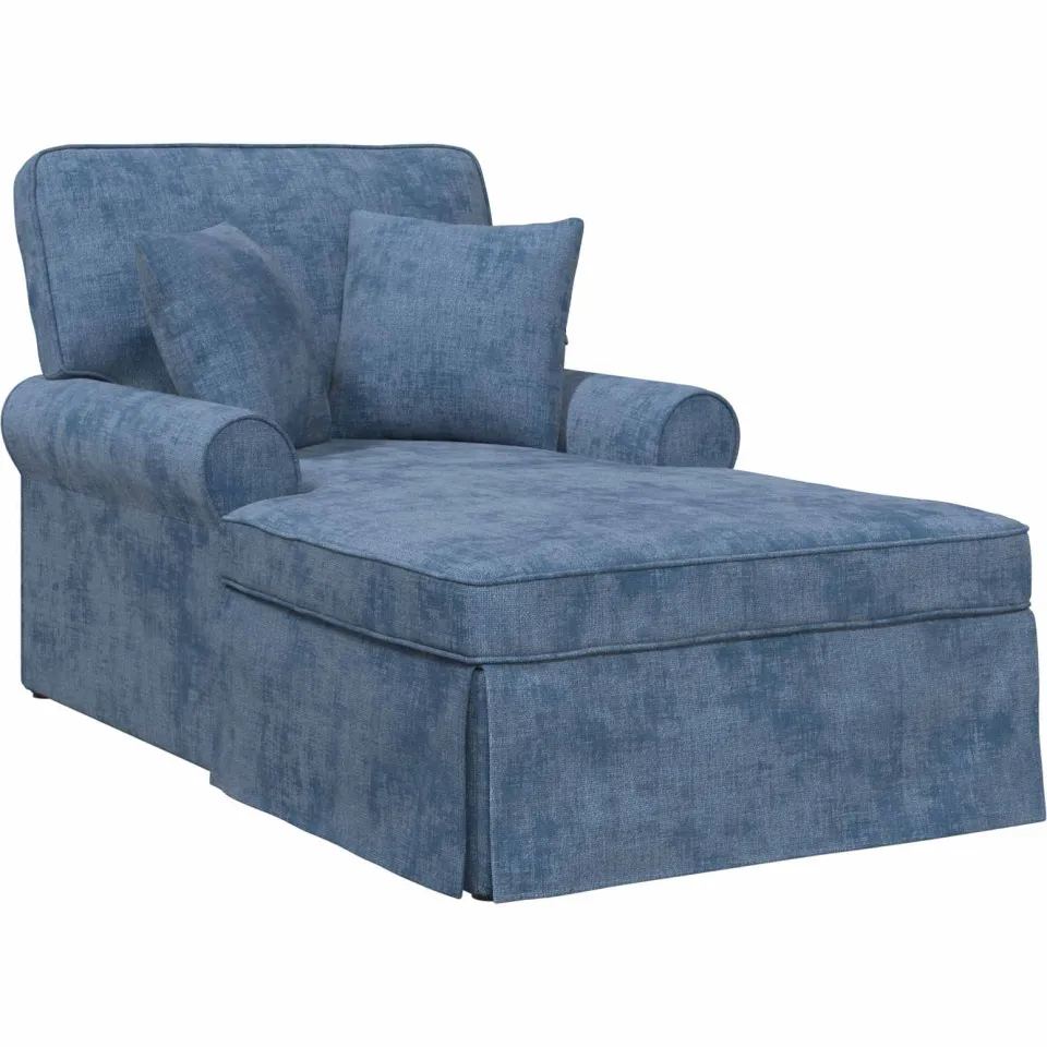 vidaXL Chaise Lounge met Rok met kussen Blauw 157 x 91 x 91 cm ARES, foto 4