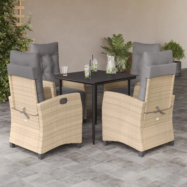 vidaXL 5-delige Tuinset met kussens poly rattan gemengd beige, foto 2