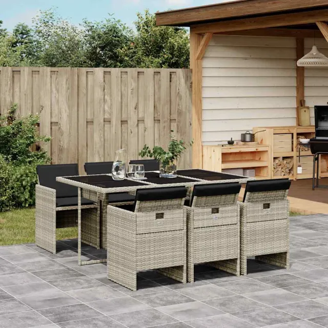 vidaXL 7-delige Tuinset met kussens poly rattan grijs, foto 2