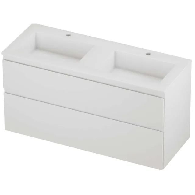 Proline Aristo Badmeubelset Polystone Elegant 2 Gaten 120x46x62 cm Glans Wit Mat Wit
