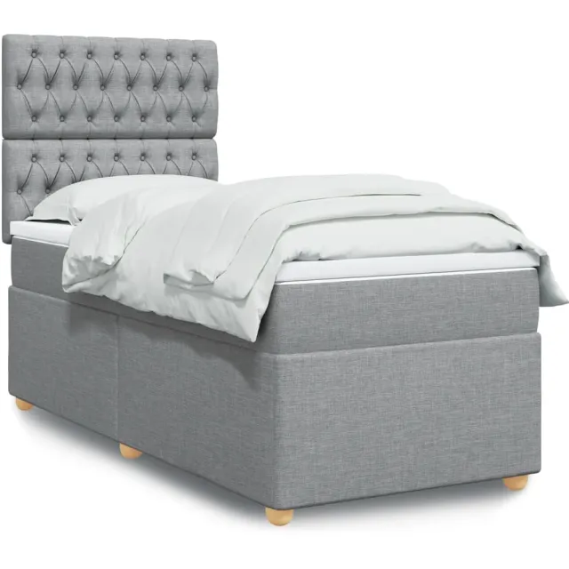 vidaXL Boxspring met matras stof lichtgrijs 80x200 cm grijs