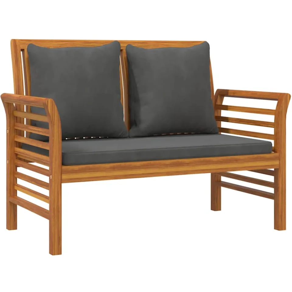 vidaXL 2-delige Loungeset met donkergrijze kussens massief hout bruin, foto 3