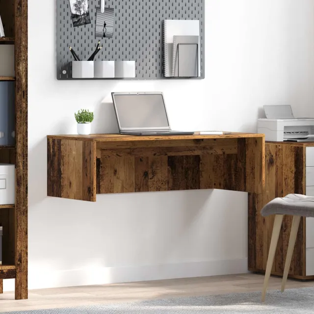 vidaXL Wandbureau Oud Hout 100 x 45 x 30 cm Bewerkt hout Bruin