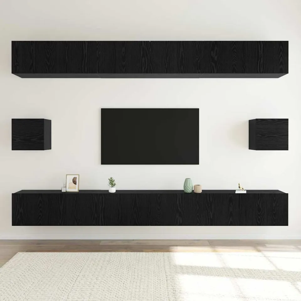 vidaXL Tv-meubelset 8 st 100 x 30 x 30 cm Zwart Eiken, foto 3
