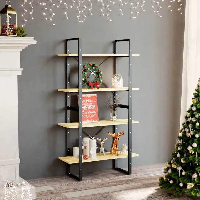 vidaXL Boekenkast met 4 schappen 80x30x140 cm massief grenenhout bruin, foto 2