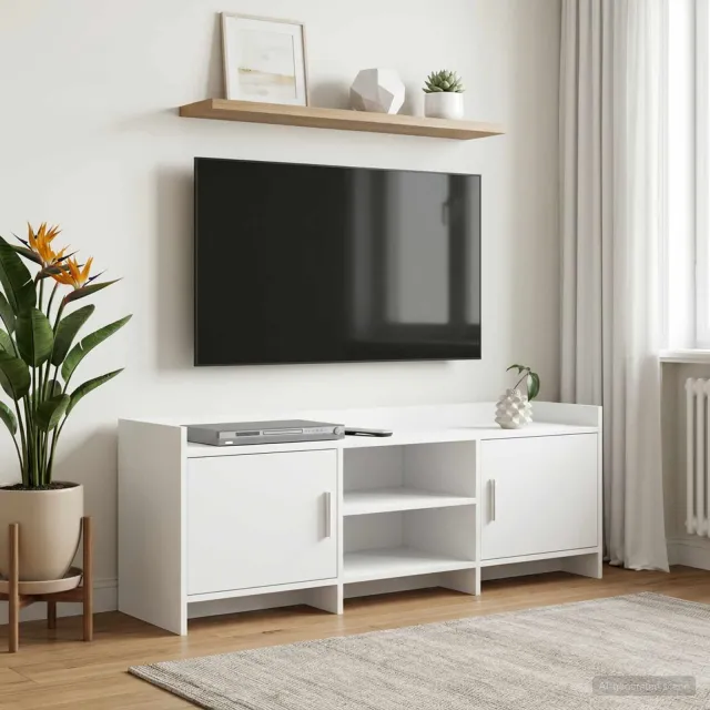 vidaXL TV-kast 130 x 33 x 47 cm Wit Bewerkt hout, foto 2
