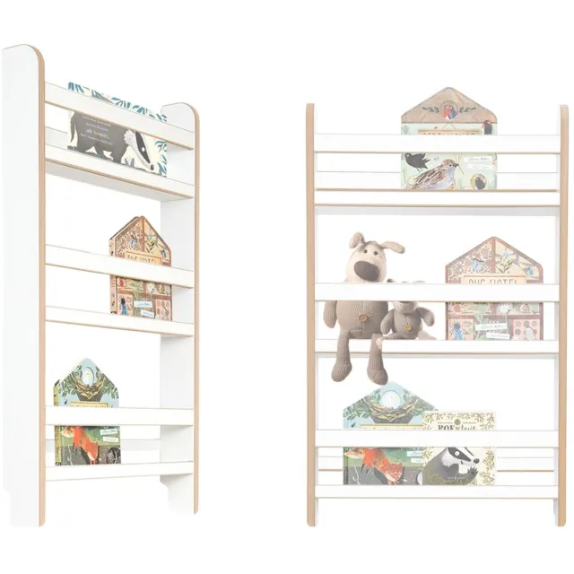 Ibenzoa Houten boekenkast met wandplank en opbergruimte voor kinderboeken White