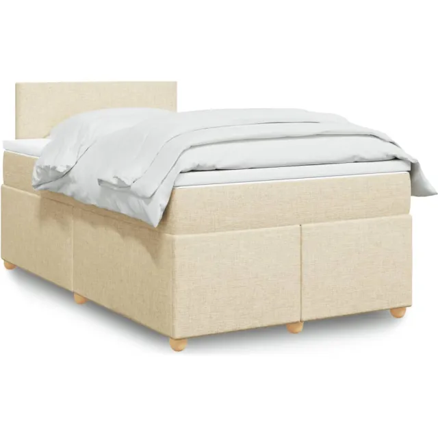 vidaXL Boxspring met matras stof crèmekleurig 120x200 cm