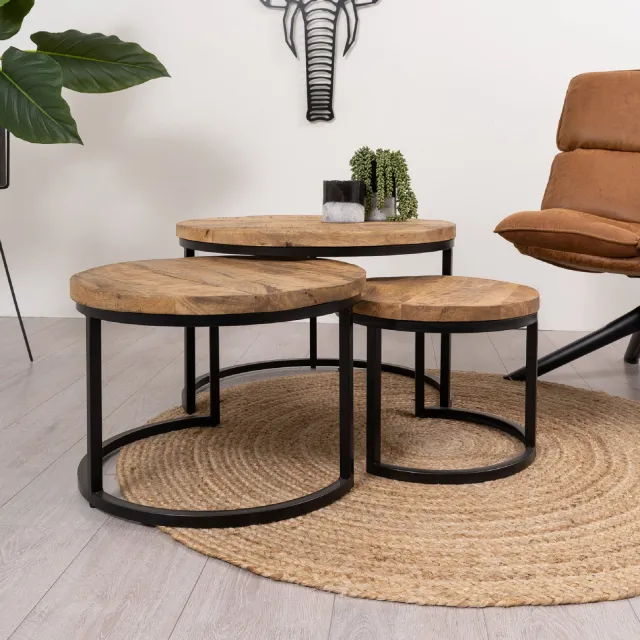 Mangohouten salontafelset Collin naturel