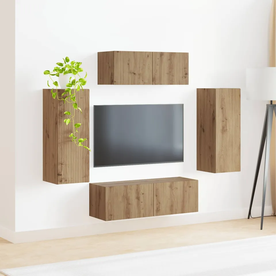 vidaXL Tv-meubelset 4 st Artisan Eiken Bewerkt hout, foto 4