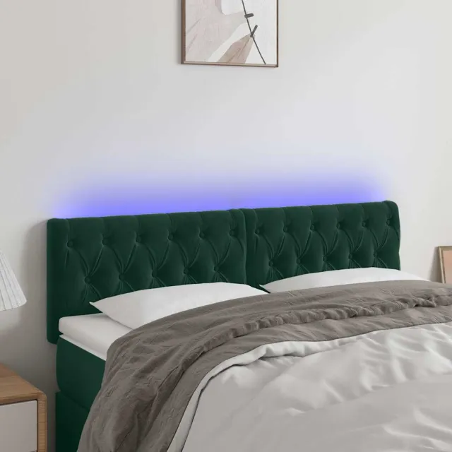 vidaXL Hoofdbord LED 144x7x78/88 cm fluweel donkergroen
