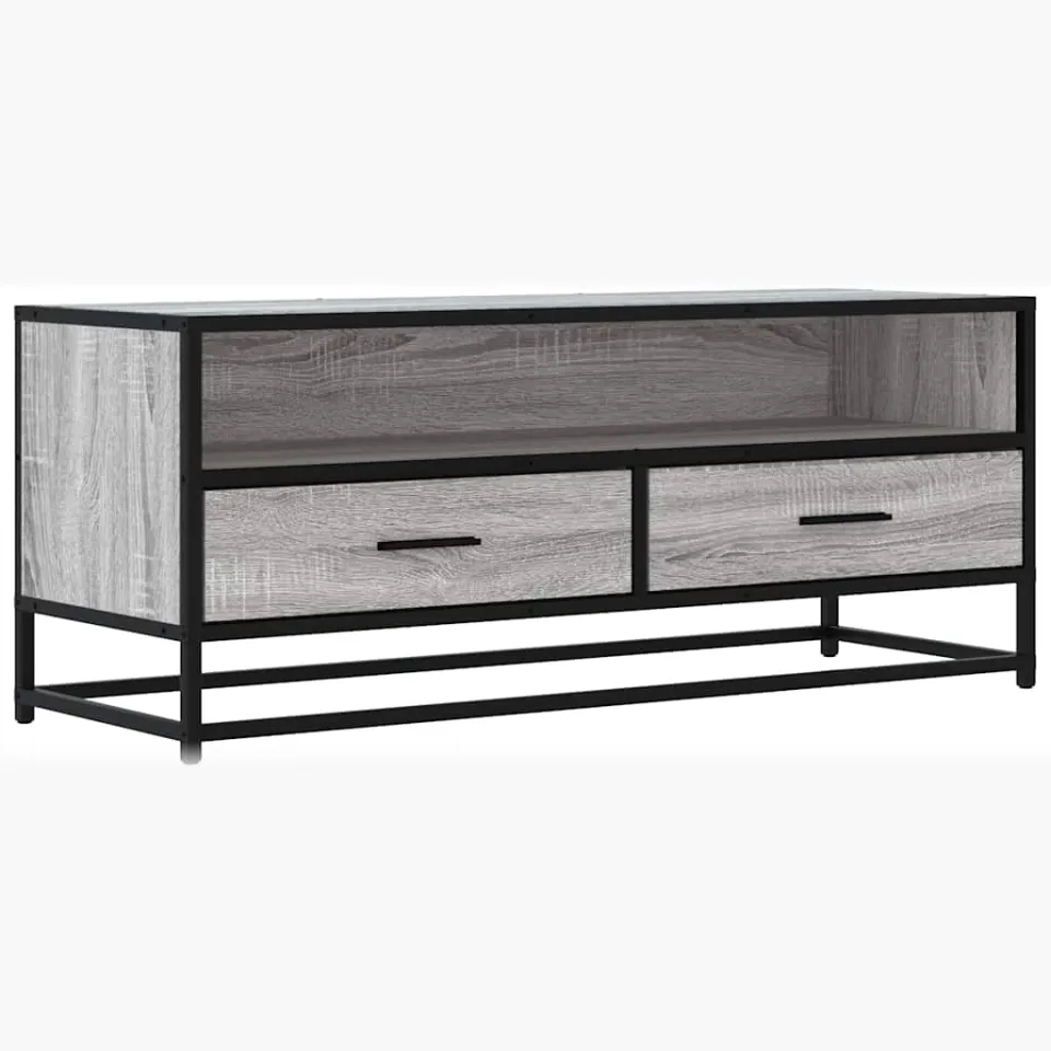 vidaXL Tv-meubel 100x34,5x40 cm bewerkt hout metaal grijs sonoma eiken