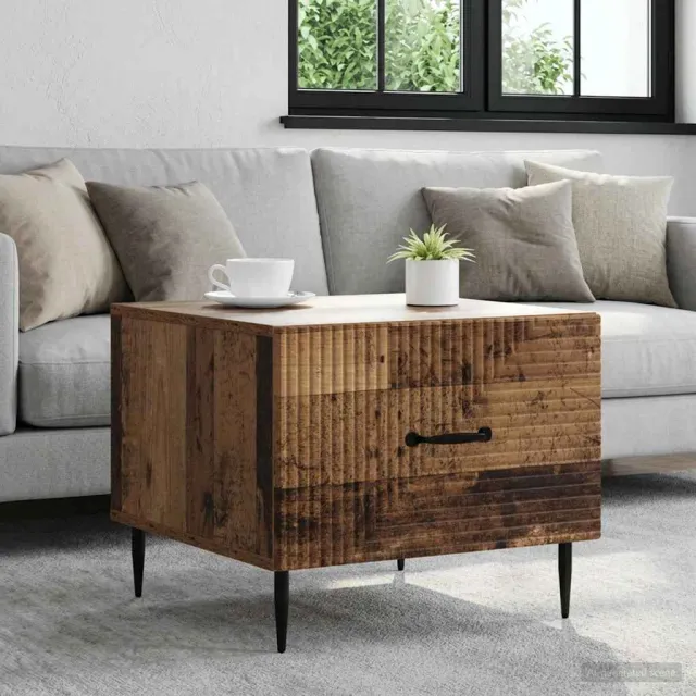 vidaXL Salontafel met lade Oud hout 49 x 50 x 40 cm Bewerkt hout bruin, foto 2
